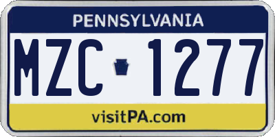PA license plate MZC1277