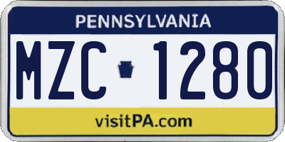 PA license plate MZC1280