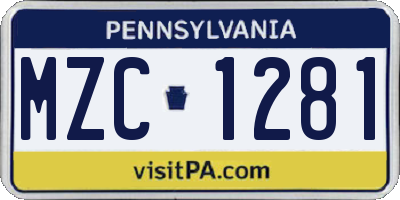PA license plate MZC1281