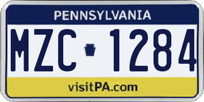 PA license plate MZC1284
