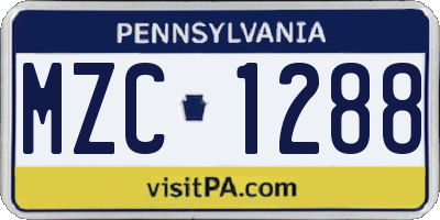 PA license plate MZC1288