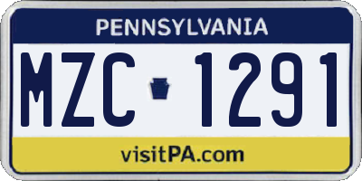 PA license plate MZC1291
