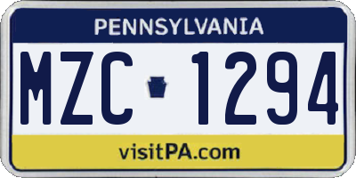 PA license plate MZC1294