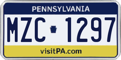 PA license plate MZC1297