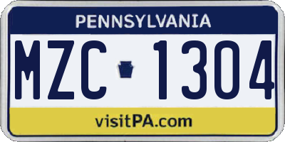 PA license plate MZC1304