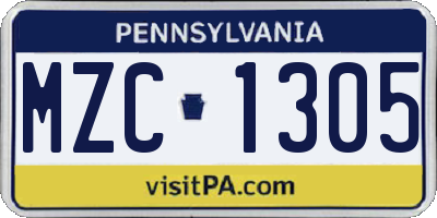 PA license plate MZC1305