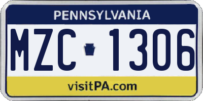 PA license plate MZC1306