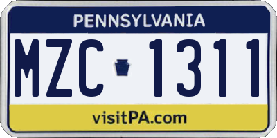 PA license plate MZC1311
