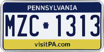 PA license plate MZC1313