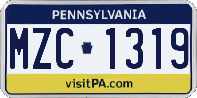 PA license plate MZC1319