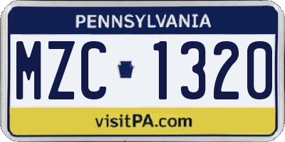 PA license plate MZC1320