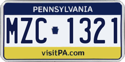 PA license plate MZC1321