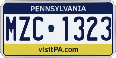 PA license plate MZC1323