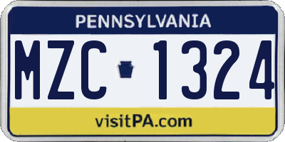 PA license plate MZC1324