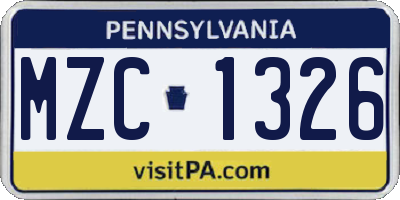 PA license plate MZC1326