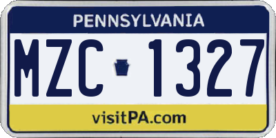 PA license plate MZC1327