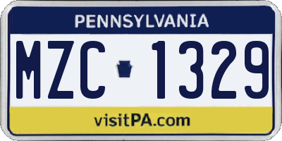 PA license plate MZC1329