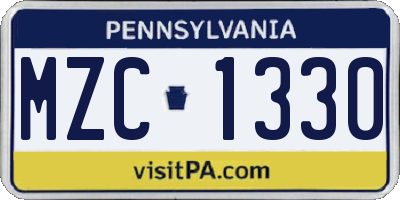 PA license plate MZC1330
