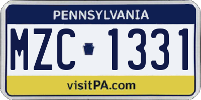 PA license plate MZC1331