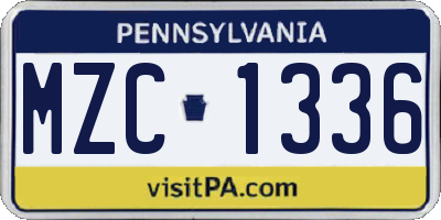 PA license plate MZC1336