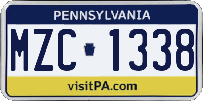 PA license plate MZC1338