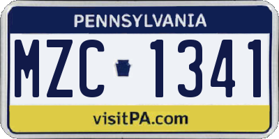 PA license plate MZC1341