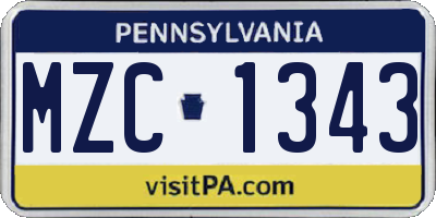 PA license plate MZC1343