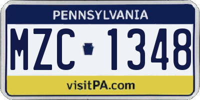PA license plate MZC1348