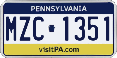 PA license plate MZC1351