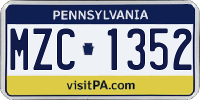 PA license plate MZC1352