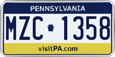 PA license plate MZC1358