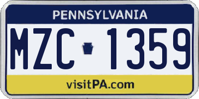 PA license plate MZC1359
