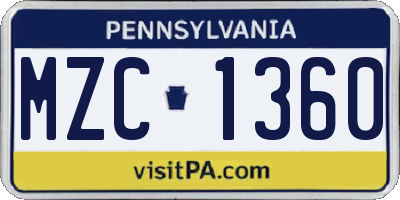 PA license plate MZC1360
