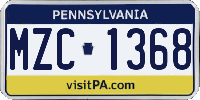 PA license plate MZC1368