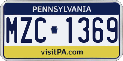 PA license plate MZC1369