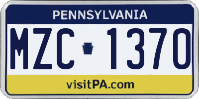 PA license plate MZC1370