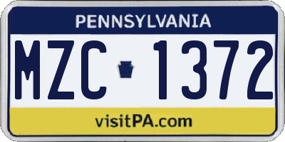 PA license plate MZC1372