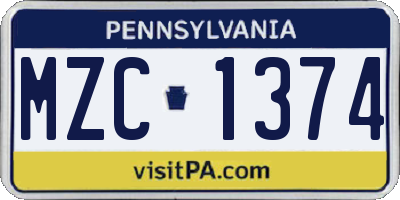 PA license plate MZC1374