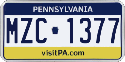 PA license plate MZC1377