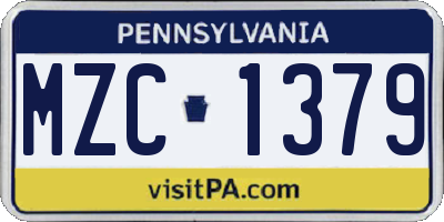 PA license plate MZC1379