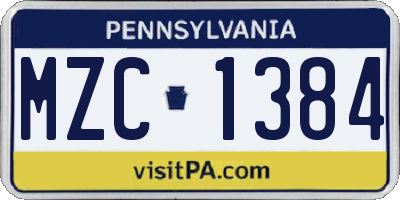 PA license plate MZC1384
