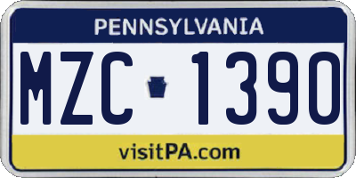 PA license plate MZC1390