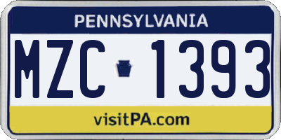 PA license plate MZC1393
