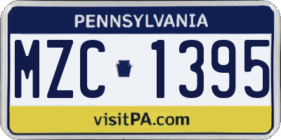 PA license plate MZC1395