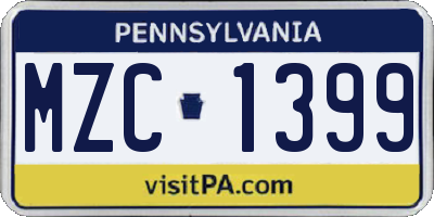 PA license plate MZC1399