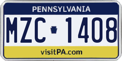 PA license plate MZC1408