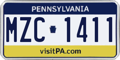 PA license plate MZC1411