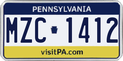PA license plate MZC1412