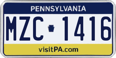 PA license plate MZC1416