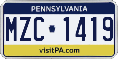 PA license plate MZC1419